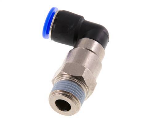 Codo de 12mm y R1/2'' Junta giratoria rápida Rosca macho Niquelada Latón/PBT NBR Giratorio