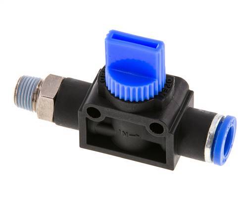 Válvula manual de cierre de 3/2 vías de 8 mm - R1/8'' Plástico/Latón Válvula lateral del tubo