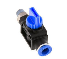 Válvula manual de cierre de 3/2 vías de 8 mm - R1/8'' Plástico/Latón Válvula lateral del tubo