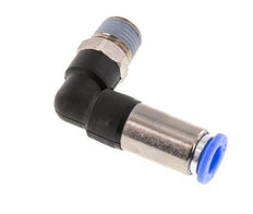 Racor de 8mm y R1/4'' Codo autoblocante macho Latón/PBT 0-10bar (0-145psi)