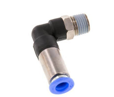 Racor de 8mm y R1/4'' Codo autoblocante macho Latón/PBT 0-10bar (0-145psi)