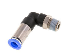 Racor de 8mm y R1/4'' Codo autoblocante macho Latón/PBT 0-10bar (0-145psi)