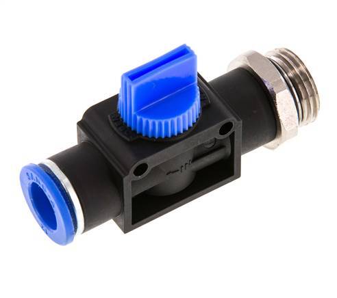 Válvula manual de cierre de 3/2 vías de 12 mm - G1/2'' Plástico/Latón Ventilación del lado del tubo
