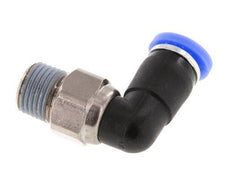 Codo de 4 mm y R1/8'' Junta giratoria con rosca macho latón niquelado/PBT NBR giratorio