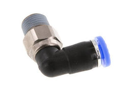 Codo de 4 mm y R1/8'' Junta giratoria con rosca macho latón niquelado/PBT NBR giratorio