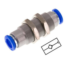 Racor rápido de 8 mm con cierre automático de latón/PBT Pasamuros 0-10bar (0-145psi)
