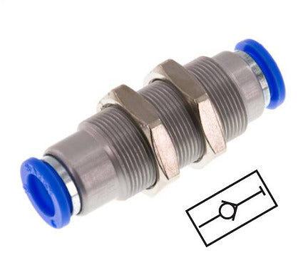 Racor rápido de 6 mm con cierre automático de latón/PBT Pasamuros 0-10bar (0-145psi)