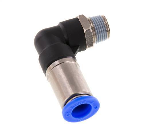 Racor rápido 12mm y R3/8'' Codo autoblocante macho Latón/PBT 0-10bar (0-145psi)