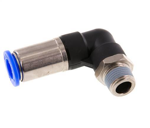 Racor rápido 12mm y R3/8'' Codo autoblocante macho Latón/PBT 0-10bar (0-145psi)