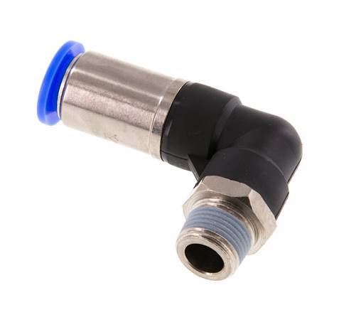 Racor rápido 12mm y R3/8'' Codo autoblocante macho Latón/PBT 0-10bar (0-145psi)