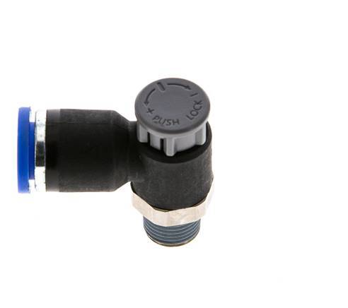 Válvula reguladora de caudal Codo de salida de contador 8 mm - R1/8'' Latón/PA 66 Tuerca de seguridad