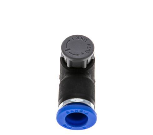Válvula reguladora de caudal Codo de salida de contador 8 mm - R1/8'' Latón/PA 66 Tuerca de seguridad