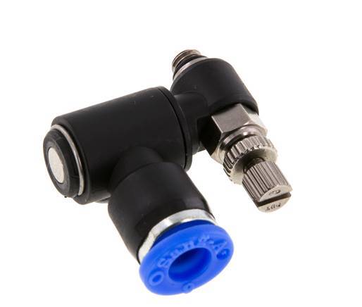 Silenciador de control de flujo Meter-Out giratorio 6 mm - M5 Brass/PA 66