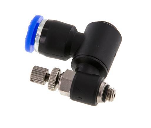 Silenciador de control de flujo Meter-Out giratorio 6 mm - M5 Brass/PA 66