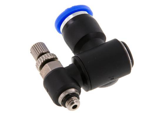 Silenciador de control de flujo Meter-Out giratorio 6 mm - M5 Brass/PA 66