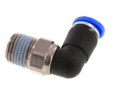 Codo de 6 mm y R1/4'' Junta giratoria con rosca macho latón niquelado/PBT NBR giratorio