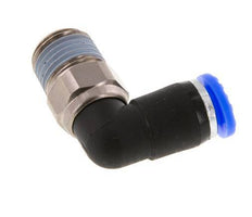 Codo de 6 mm y R1/4'' Junta giratoria con rosca macho latón niquelado/PBT NBR giratorio