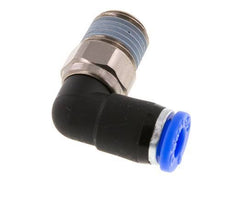 Codo de 6 mm y R1/4'' Junta giratoria con rosca macho latón niquelado/PBT NBR giratorio