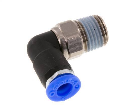 Codo de 6 mm y R1/4'' Junta giratoria con rosca macho latón niquelado/PBT NBR giratorio
