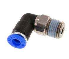 Codo de 6 mm y R1/4'' Junta giratoria con rosca macho latón niquelado/PBT NBR giratorio