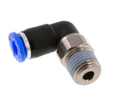 Codo de 6 mm y R1/4'' Junta giratoria con rosca macho latón niquelado/PBT NBR giratorio