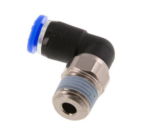 Codo de 6 mm y R1/4'' Junta giratoria con rosca macho latón niquelado/PBT NBR giratorio