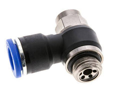Codo de salida del silenciador de control de flujo 10 mm - G1/4'' Latón/PA 66 Tornillo ranurado