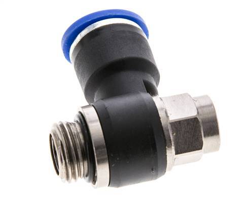 Codo de salida del silenciador de control de flujo 10 mm - G1/4'' Latón/PA 66 Tornillo ranurado