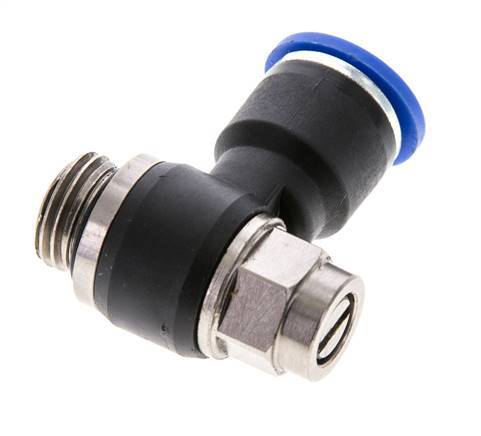Codo de salida del silenciador de control de flujo 10 mm - G1/4'' Latón/PA 66 Tornillo ranurado