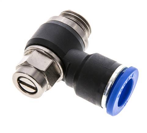 Codo de salida del silenciador de control de flujo 10 mm - G1/4'' Latón/PA 66 Tornillo ranurado