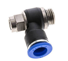 Codo de salida del silenciador de control de flujo 10 mm - G1/4'' Latón/PA 66 Tornillo ranurado
