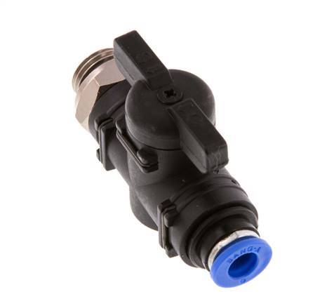 Válvula de bola recta de 2 vías 6 mm - G1/4'' Plástico/Latón