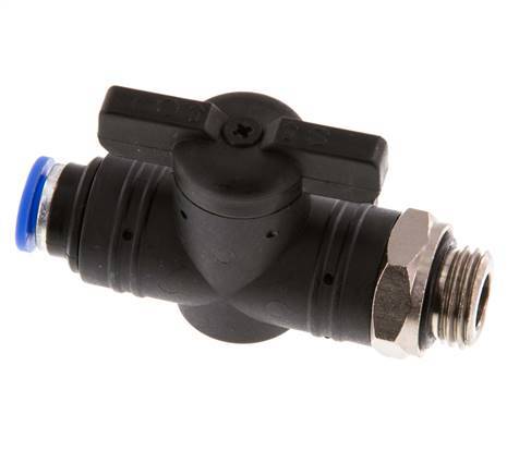 Válvula de bola recta de 2 vías 6 mm - G1/4'' Plástico/Latón