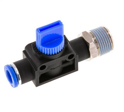 Válvula manual de cierre de 3/2 vías de 8 mm - R3/8'' Plástico/Latón Ventilación del lado del tubo