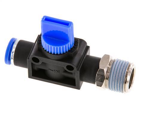 Válvula manual de cierre de 3/2 vías de 8 mm - R3/8'' Plástico/Latón Ventilación del lado del tubo
