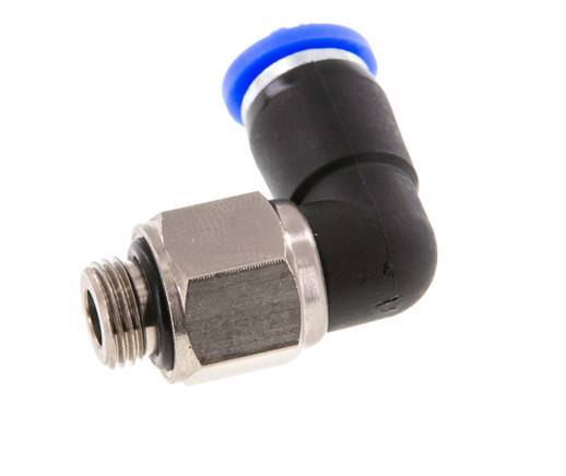 Codo de 6mm y G1/8'' Junta giratoria con rosca macho latón niquelado/PBT NBR giratorio