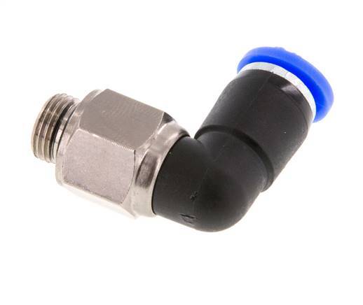 Codo de 6mm y G1/8'' Junta giratoria con rosca macho latón niquelado/PBT NBR giratorio