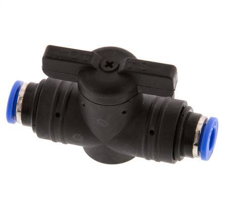 Válvula de bola recta de 2 vías 6 mm plástico/latón
