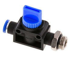 Válvula manual de cierre de 3/2 vías 10 mm - G1/2'' Plástico/Latón Vaciado lateral del tubo