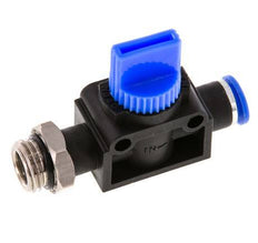 Válvula manual de cierre de 3/2 vías 10 mm - G1/2'' Plástico/Latón Vaciado lateral del tubo