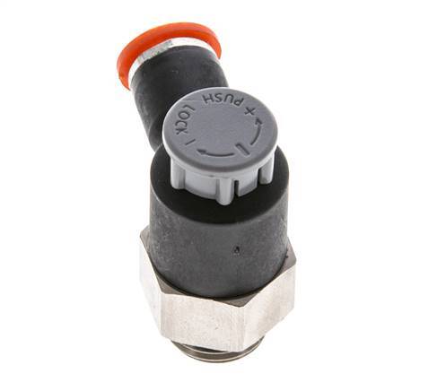 Válvula de control de flujo Codo de entrada de medidor 6 mm - G1/4'' Latón/PA 66 Tuerca de seguridad