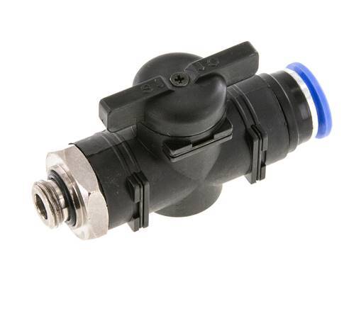 Válvula de bola recta de 2 vías 12 mm - G1/4'' Plástico/Latón