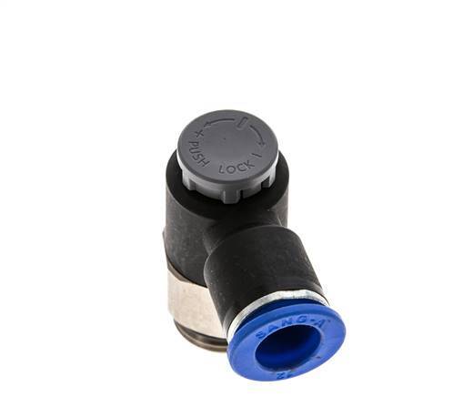 Válvula de control de flujo Codo de salida de medidor 12 mm - G1/2'' Latón/PA 66 Tuerca de seguridad