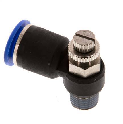 Silenciador de control de flujo Codo de salida del medidor 12 mm - R1/4'' Latón/PA 66