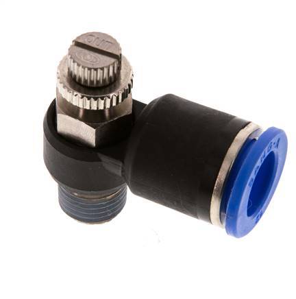 Silenciador de control de flujo Codo de salida del medidor 12 mm - R1/4'' Latón/PA 66