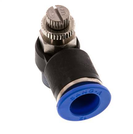 Silenciador de control de flujo Codo de salida del medidor 12 mm - R1/4'' Latón/PA 66