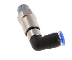 Codo de 8 mm y R1/4'' Junta giratoria rápida Rosca macho Niquelada Latón/PBT NBR Giratorio