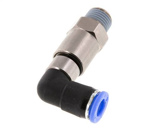 Codo de 8 mm y R1/4'' Junta giratoria rápida Rosca macho Niquelada Latón/PBT NBR Giratorio