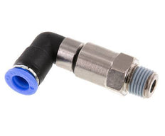 Codo de 8 mm y R1/4'' Junta giratoria rápida Rosca macho Niquelada Latón/PBT NBR Giratorio