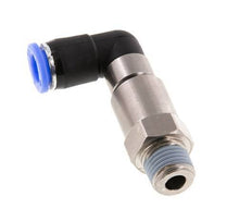 Codo de 8 mm y R1/4'' Junta giratoria rápida Rosca macho Niquelada Latón/PBT NBR Giratorio
